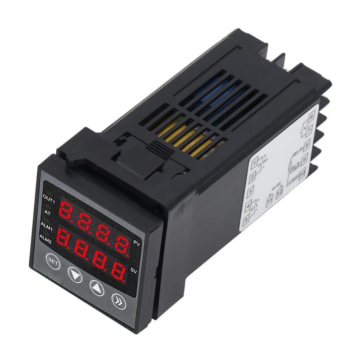 Digitale Temperatuurregelaar met Alarm Intelligente PID-regeling Dubbel Display Thermostaat DC 24V black