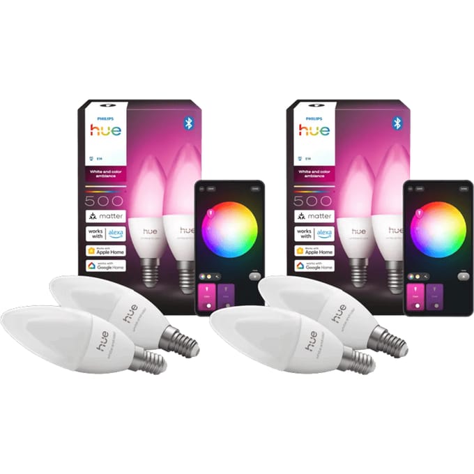 Philips Hue Kaarslamp White and Color E14 4-Pack