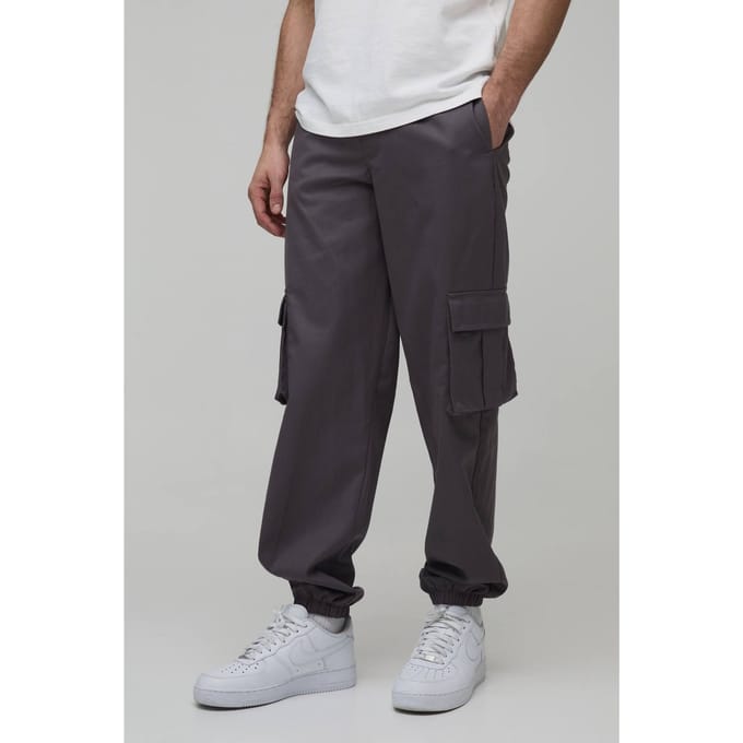 Baggy Gewassen Broek Met Vaste Tailleband | Charcoal | Size Medium