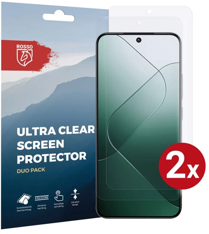 Rosso Screen Protector Ultra Clear Duo Pack Geschikt voor Xiaomi 14 | TPU Folie | Case Friendly | 2 Stuks