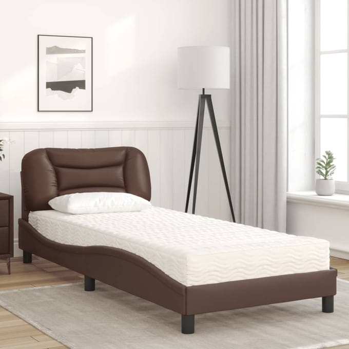 vidaXL - Bed - met - matras - "Hvar" - kunstleer - bruin - 80x200 - cm