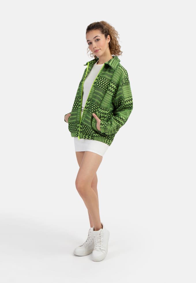 Mymo Oversized blouson Dames Neongroen Zwart