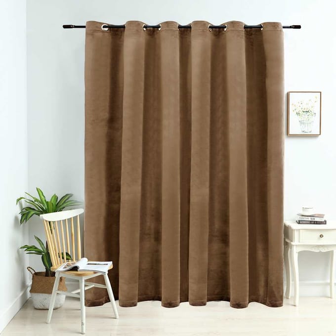 vidaXL - Gordijn - verduisterend - met - ringen - 290x245 - cm - fluweel - beige