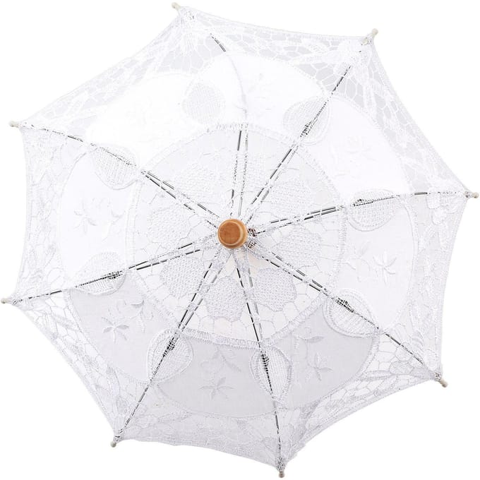 Lady Wedding Lace Umbrella Parasol Zonneschermen Feest Bruidsfoto's Decor(Wit Klein) Small wit