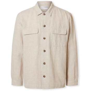 Hemdjack met relaxed fit van mix van katoen en linnen model 'LEROY'