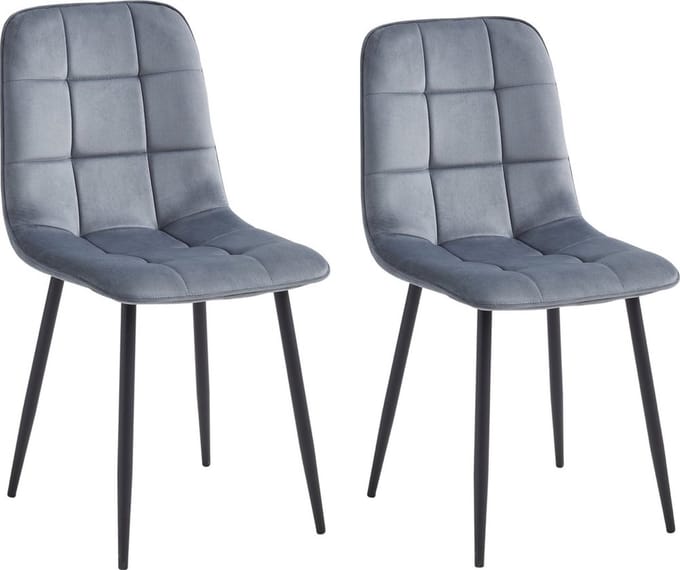 Colenis - Ela Eetkamerstoel - Set Van 2 - Grijs - Velvet - Design