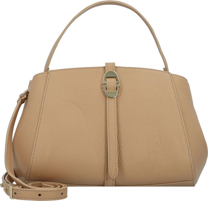 COCCINELLE Leren Handtas Schoudertas Chara Handbag Grained Leather Fresh Beige