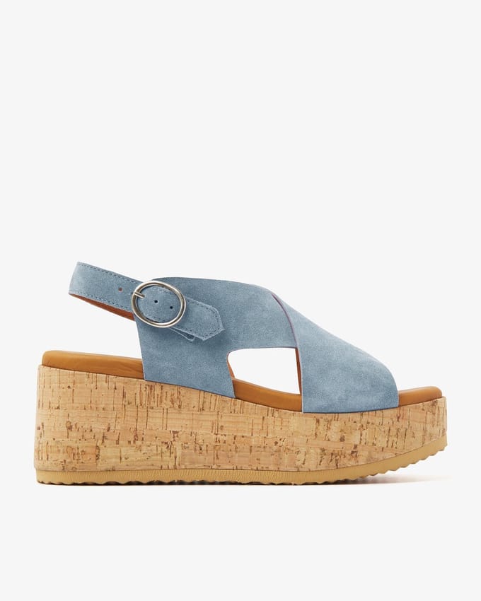 VIA VAI Sissel Raise Sandalen Dames - Suède - Blauw - Maat 42
