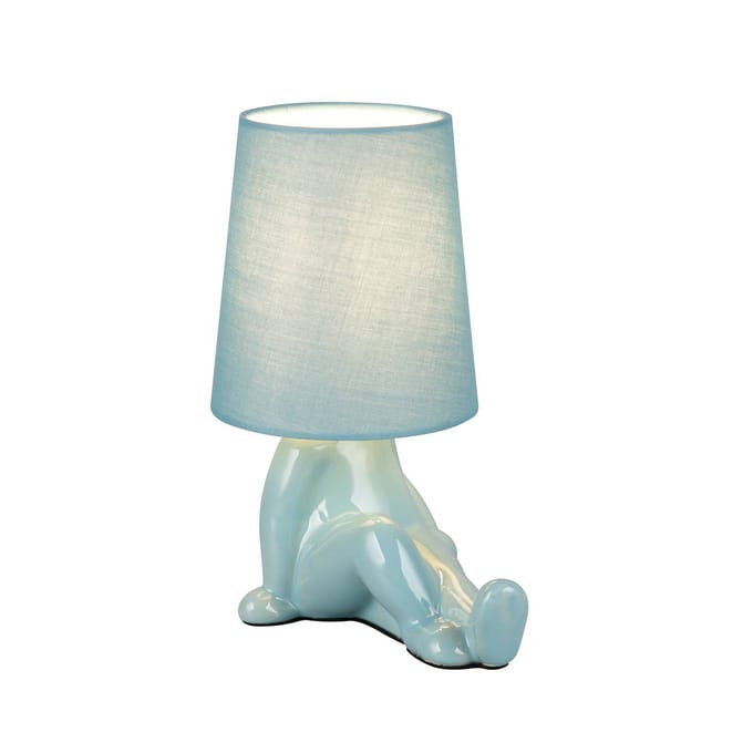 Reality Leuchten Tafellamp Huma, blauw, hoogte 25 cm, textiel/keramiek, E14
