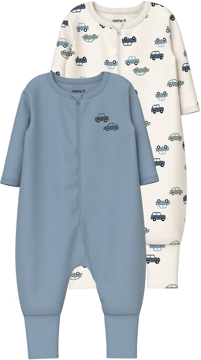 NAME IT- NBMNIGHTSUIT 2P ZIP FF CAR NOOS - Jongens - Sleepsuit