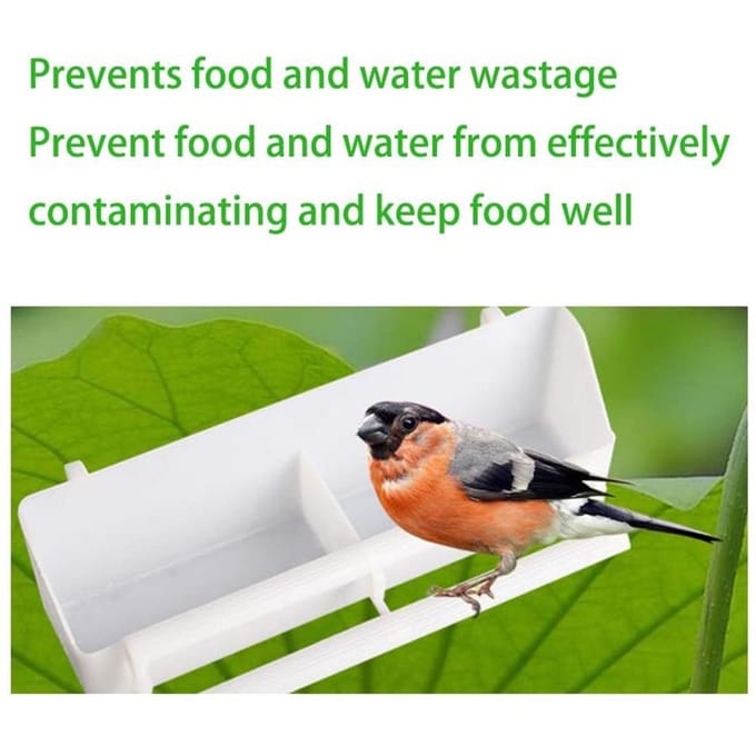 2 STKS Plastic Vogelvoederbak Dubbele Vogelkooi Water Voer Voeder Kooiplaat Vogelvoeder Water white