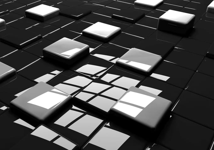 Modern Abstract Squares Black White Photo Wallcovering