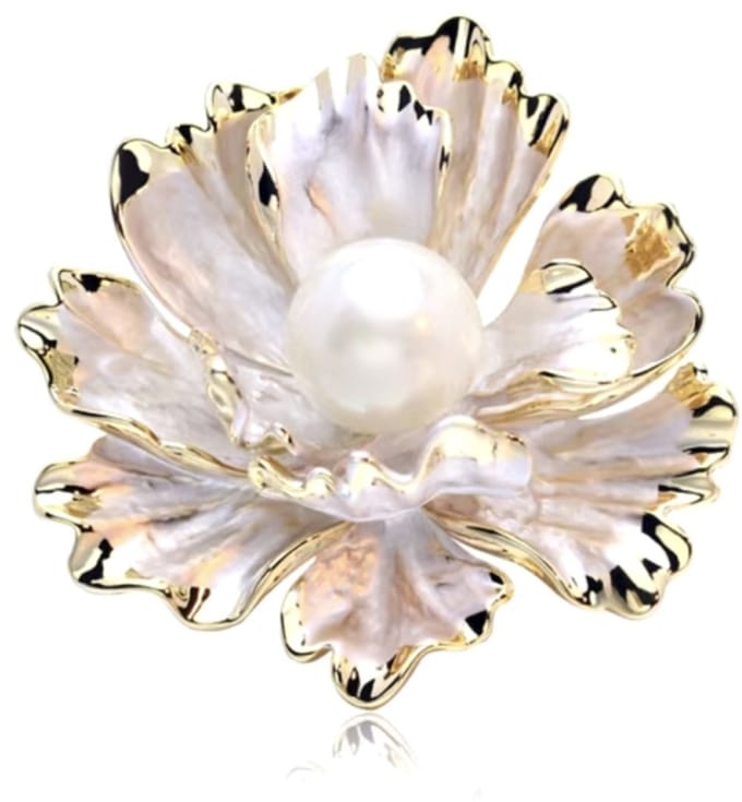 Broche- witte bloem - Charme Bijoux