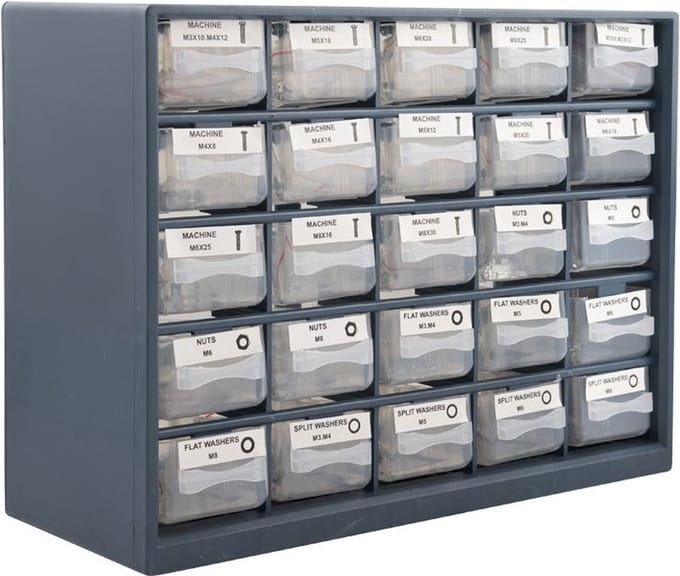 Opbergkast bouten en moeren assortiment 1001-delig - TOPGEAR