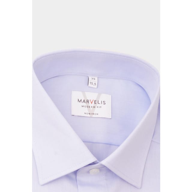 MARVELIS modern fit overhemd - lichtblauw - Strijkvrij - Boordmaat: 44 (EU maat: XL)