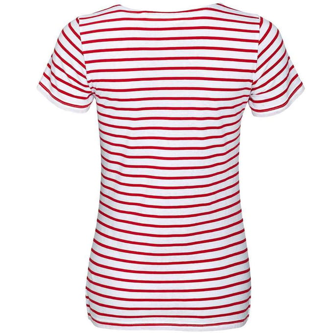 SOLS Dames/Dames Miles Gestreept Rond Hals T-shirt (Wit/rood)