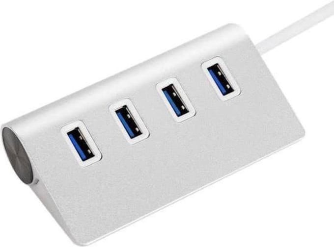 4-Poorts Aluminium USB 3.0 Hub – SuperSpeed 5Gbps – Zilver