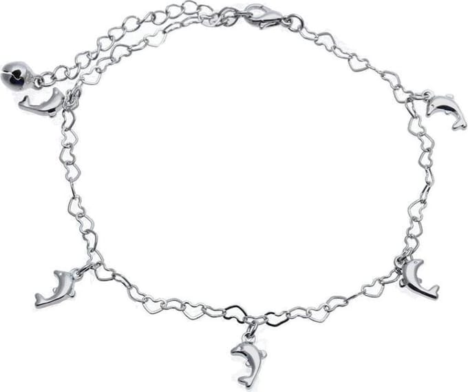 Fako Bijoux® - Enkelbandje - Enkelsieraad - Hartjes Dolfijn