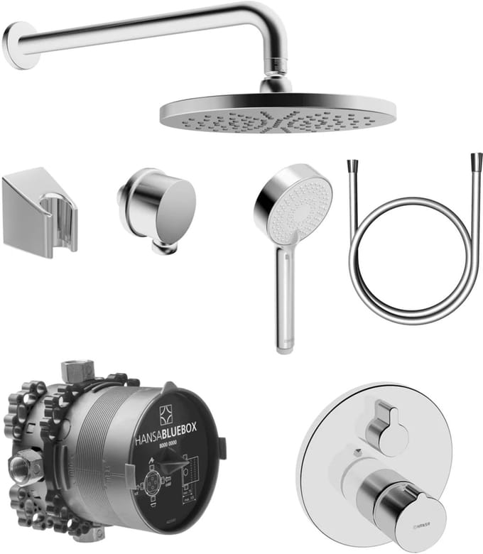 Hansa Bluebox showerset met hoofdouche - rond roset