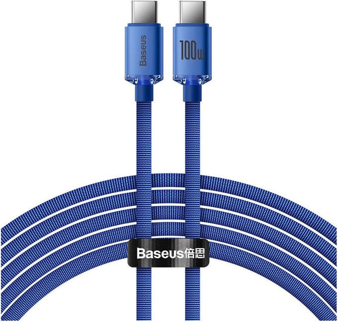 Baseus - Data Cable Crystal Shine (CAJY000703) - Type-C to Type-C, 100W, 2m - Blue