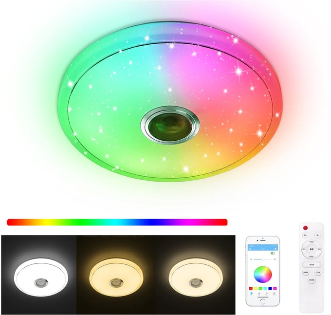 36W LED RGB Deckenlampe Dimmbar mit Bluetooth Musik Lautsprecher App FB Partylicht