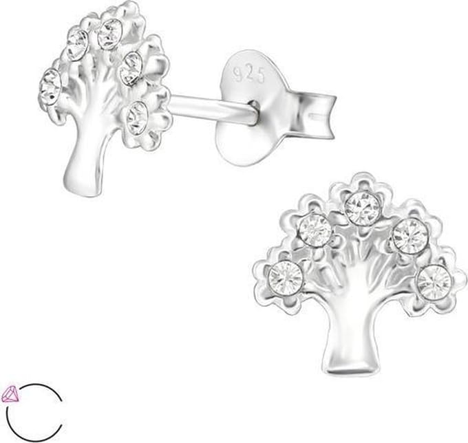 Montebello Oorbellen Bilenca - 925 Zilver - Swarovski - Levensboom - ∅8mm