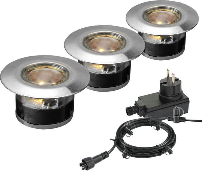 Garden Lights: Acis Grondspot Set (3st) - 12 V - Zilvergrijs