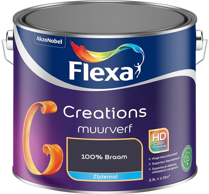 Flexa - Creations Muurverf Zijdemat - 100% Braam - Mengverf - 2,5 L