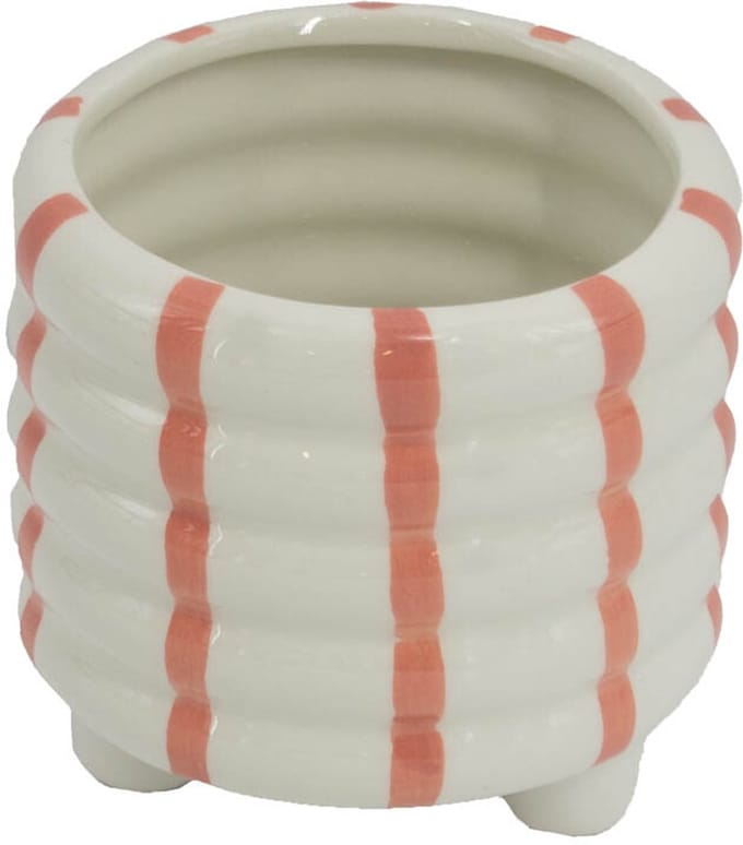 HomeBound by KY | Aardewerk bloempotje stripe peach | bloempot