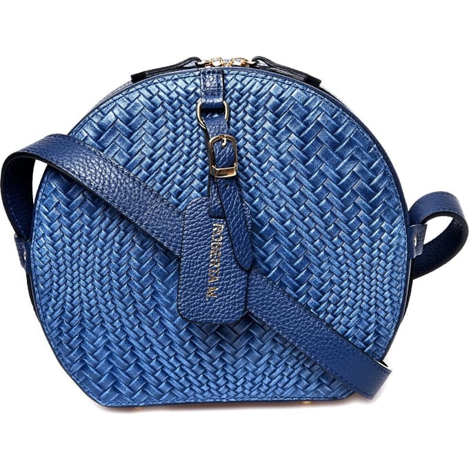 Roberta M Blauw Rundleer Tas