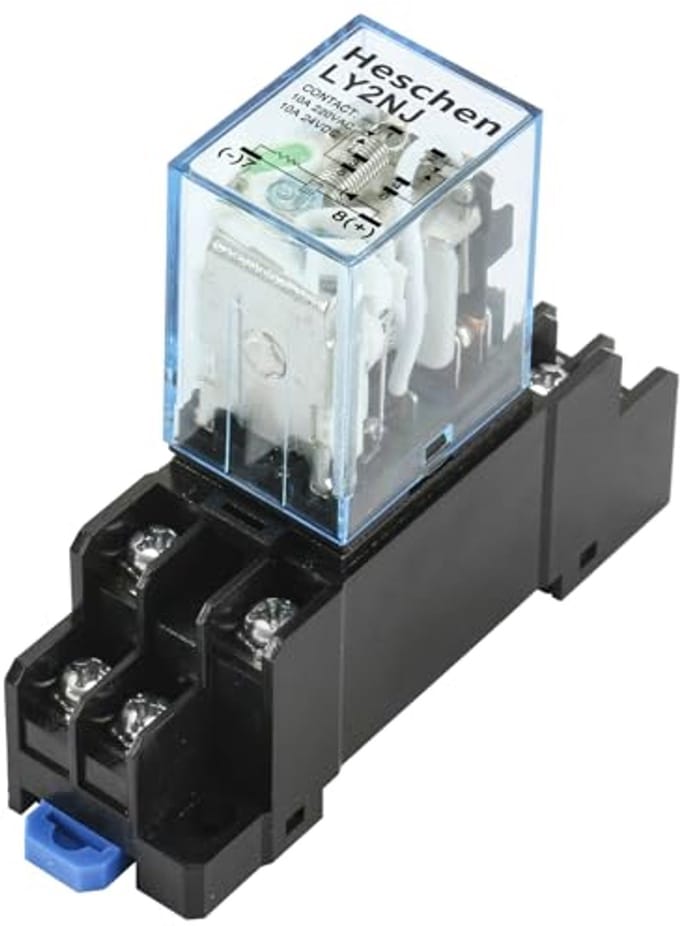Universeel relais 12 V DC met sokkelbasis en led-display - 10 A 24 VDC/220 VAC, DPDT