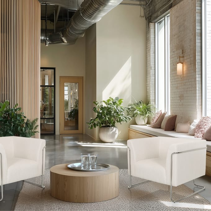 Loungestoel Curacao Cord 1-Zits Stof Wit hjh OFFICE