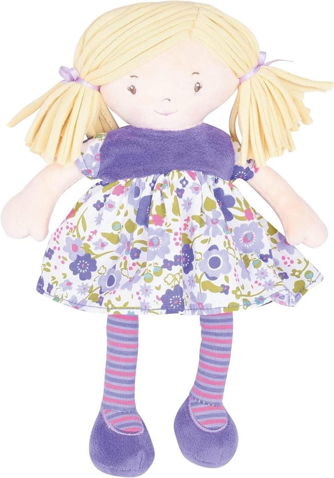 Pluche Pop - Zacht Speelgoed - Kinderspel - Handwasbaar Ontwerp - 26 cm - Paars Wit