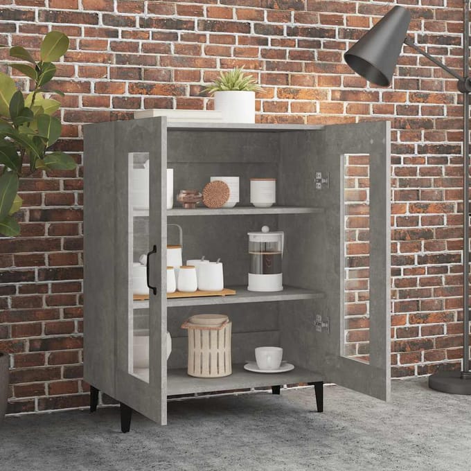 vidaXL - Dressoir - 69,5x34x90 - cm - bewerkt - hout - betongrijs
