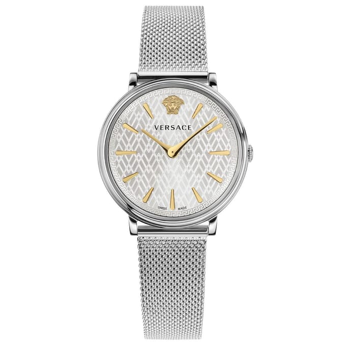 Montre Versace VE8100519 V-Circle pour femme, ton argent, 38 mm white