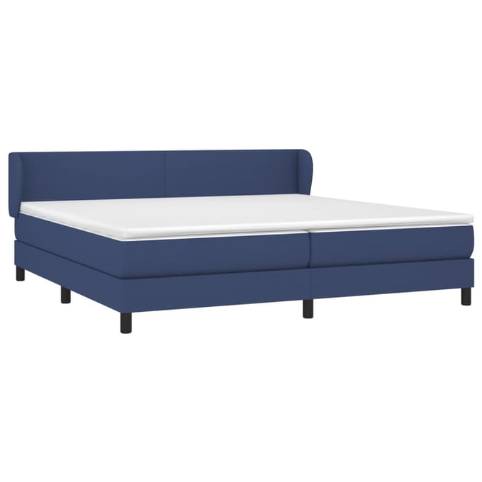 vidaXL - Boxspring - met - matras - stof - blauw - 200x200 - cm