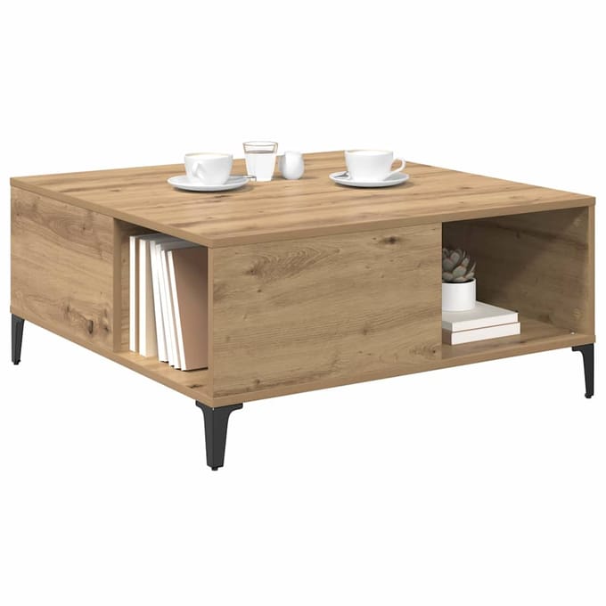 vidaXL - Salontafel - Artisan - Eiken - 80 - x - 80 - x - 36,5 - cm - Bewerkt - hout