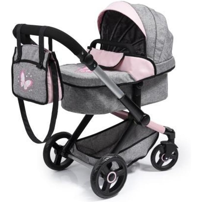 Bayer Design - Combi Poppenwagen Xeo, tas, jeans-grijs, roze
