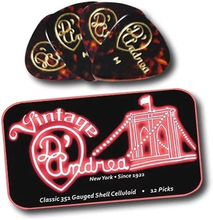 D'Andrea - 351 Vintage Shell Celluloid - Plectrum - Medium 0.71 mm - Blikje met 12 plectrums