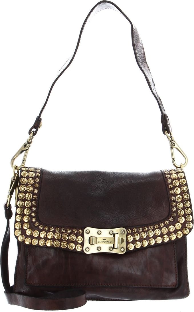 CAMPOMAGGI Leren Schoudertas Agnese Crossbody Bag Moro Bruine