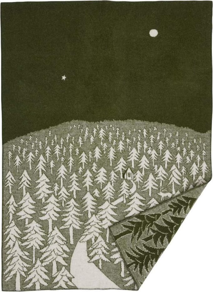 Plaid House in the Forest eco wol groen-wit