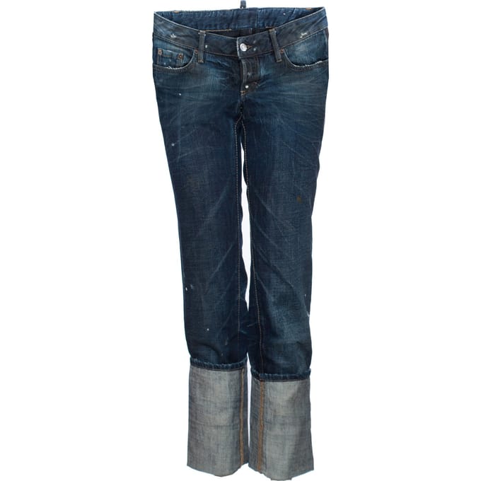 Dsquared2, blauwe jeans met extra hoge omgeslagen pijpen in maat IT42/S.
