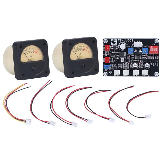 VU-meter met gele achtergrondverlichting, zeer nauwkeurige driverprintplaat, flexibele kabels voor opnamestudio black