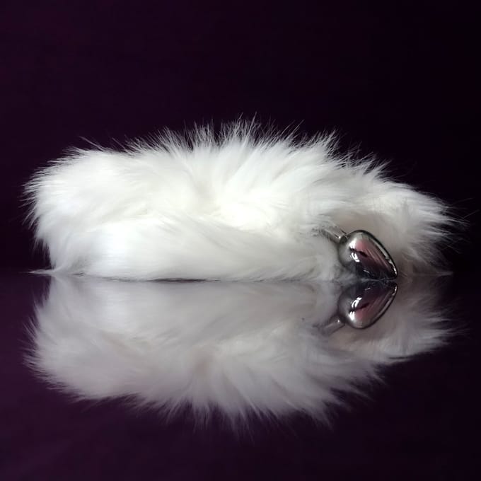 Kleine buttplug met lange staart - 75 cm - Wit - Maat S - Anaal plug met witte staart