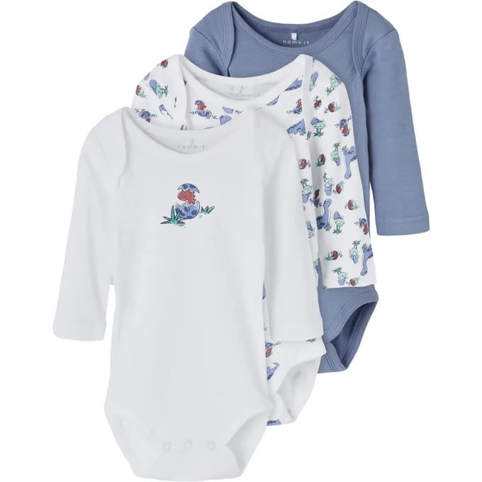 Set van 3 babyrompertjes met lange mouwen Name it Dino