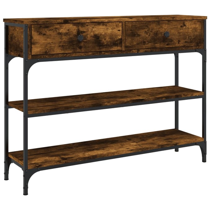 vidaXL - Wandtafel - 100x25x75 - cm - bewerkt - hout - gerookt - eikenkleurig
