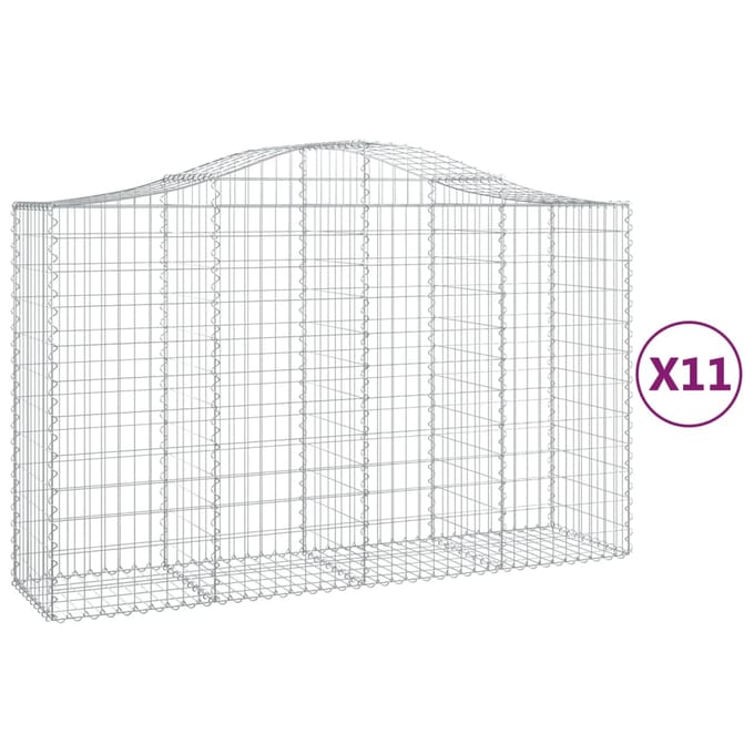vidaXL - Schanskorven - 11 - st - gewelfd - 200x50x120/140 - cm - ijzer
