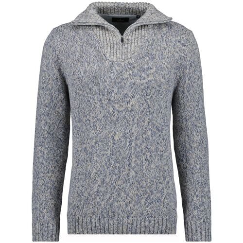 Ragman Trui Troyer Zip Cotton Knit Pullover Elbow Patches Grijs Melange / male