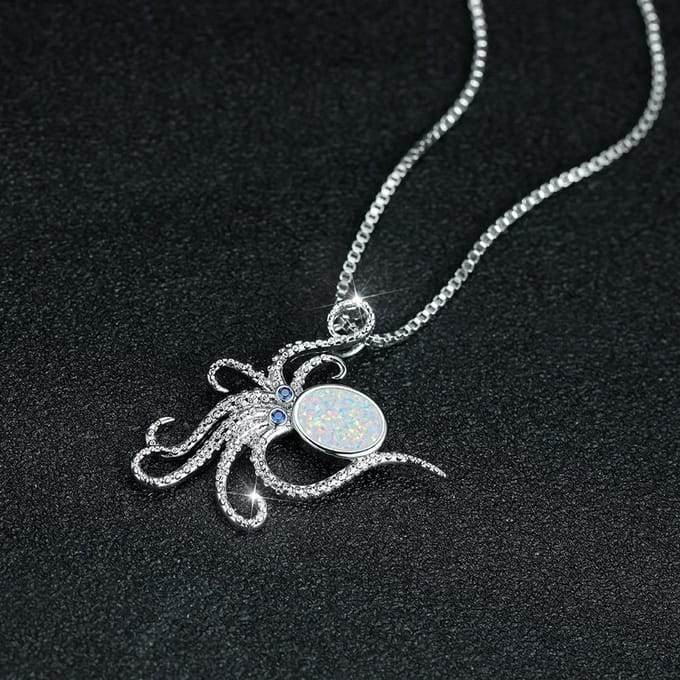 Série Océan Poulpe Bleu et Blanc Poulpe Collier Polyvalent Personnalisé pour Femme black