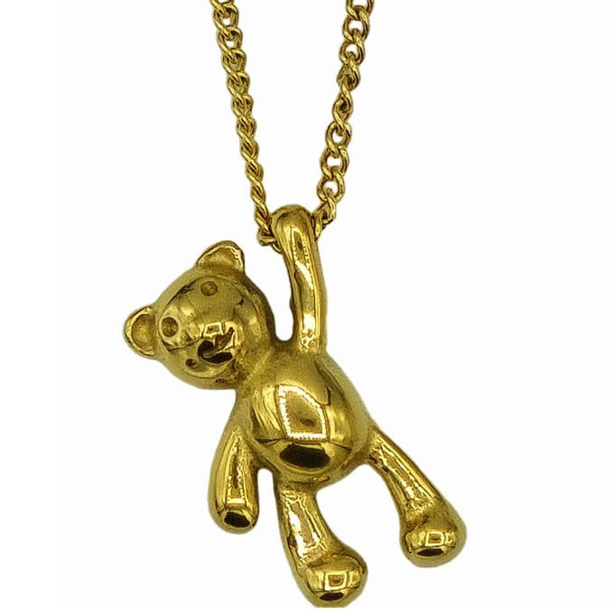 Stalen premium gold-plated ketting met beer hangertje